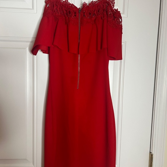 Short Off Shoulder Red Dress - Picture 4 of 5